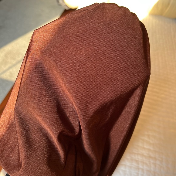 Tiger Mist chocolate brown off the shoulder mini dress - Picture 4 of 4